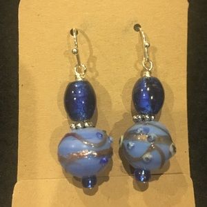 Cobalt & Light Blue Beaded Earrings